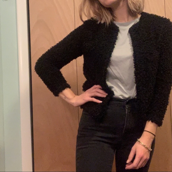 H&M Sweaters - Black Fuzzy H&M Cropped Sweater